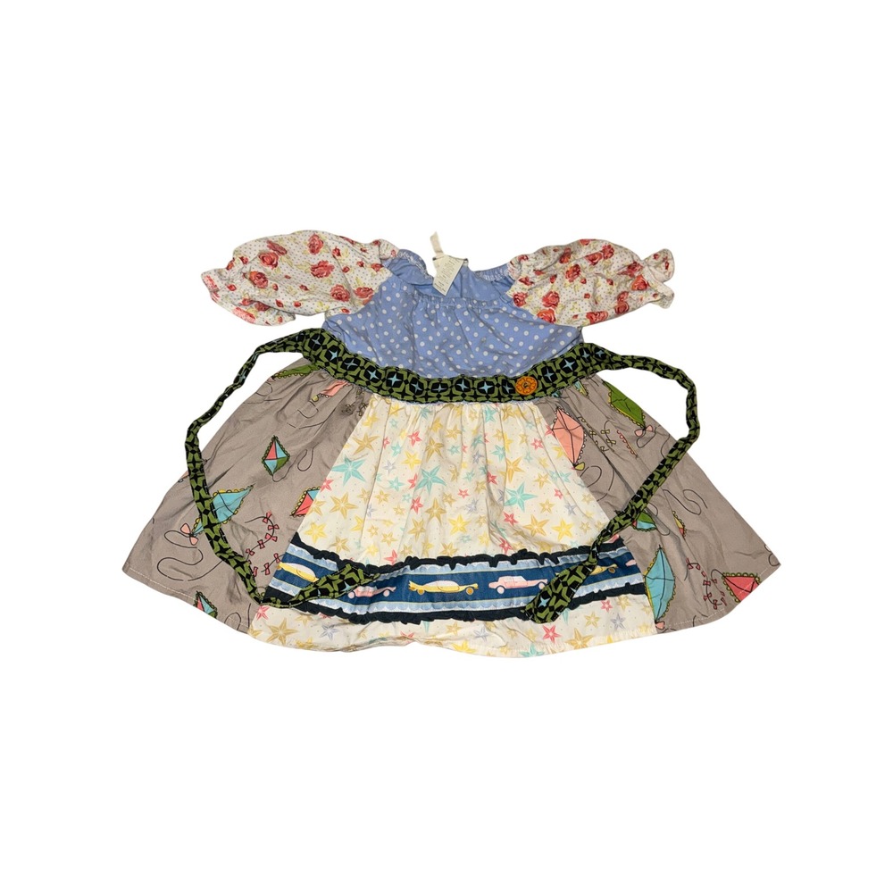 Matilda Jane Girls Patchwork Kite Star Polka Dot Dress Size 4 Multi Color